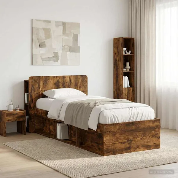 Cabinet de Tête de Lit Chêne fumé Bois d'ingénierie