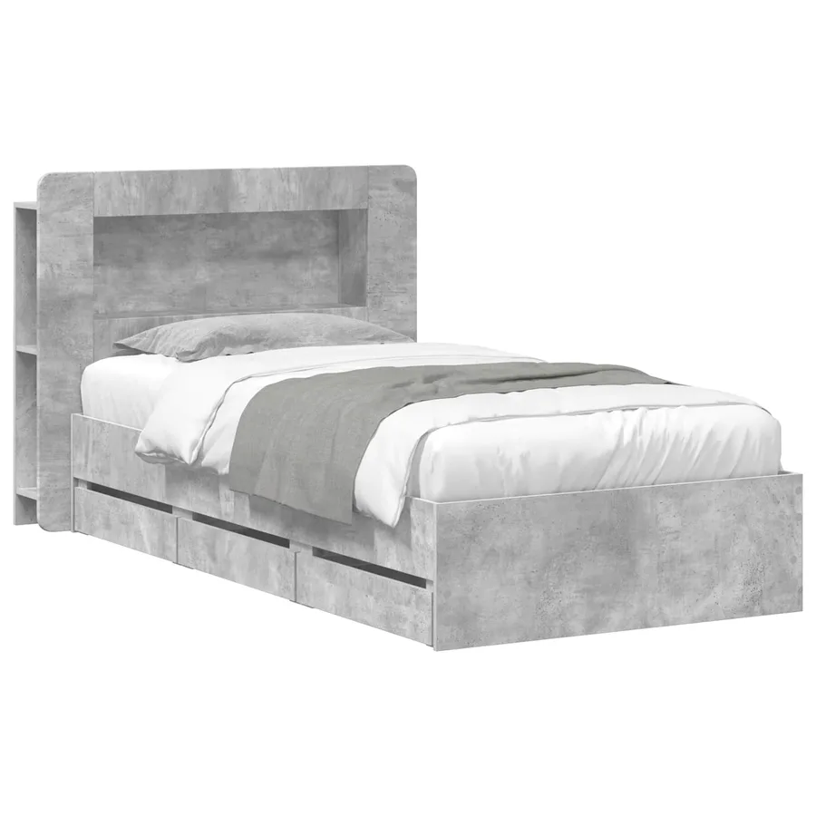 Cadre de lit avec rangement Gris béton 75 x 190 cm - 2