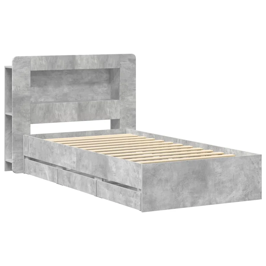 Cadre de lit avec rangement Gris béton 75 x 190 cm - 3