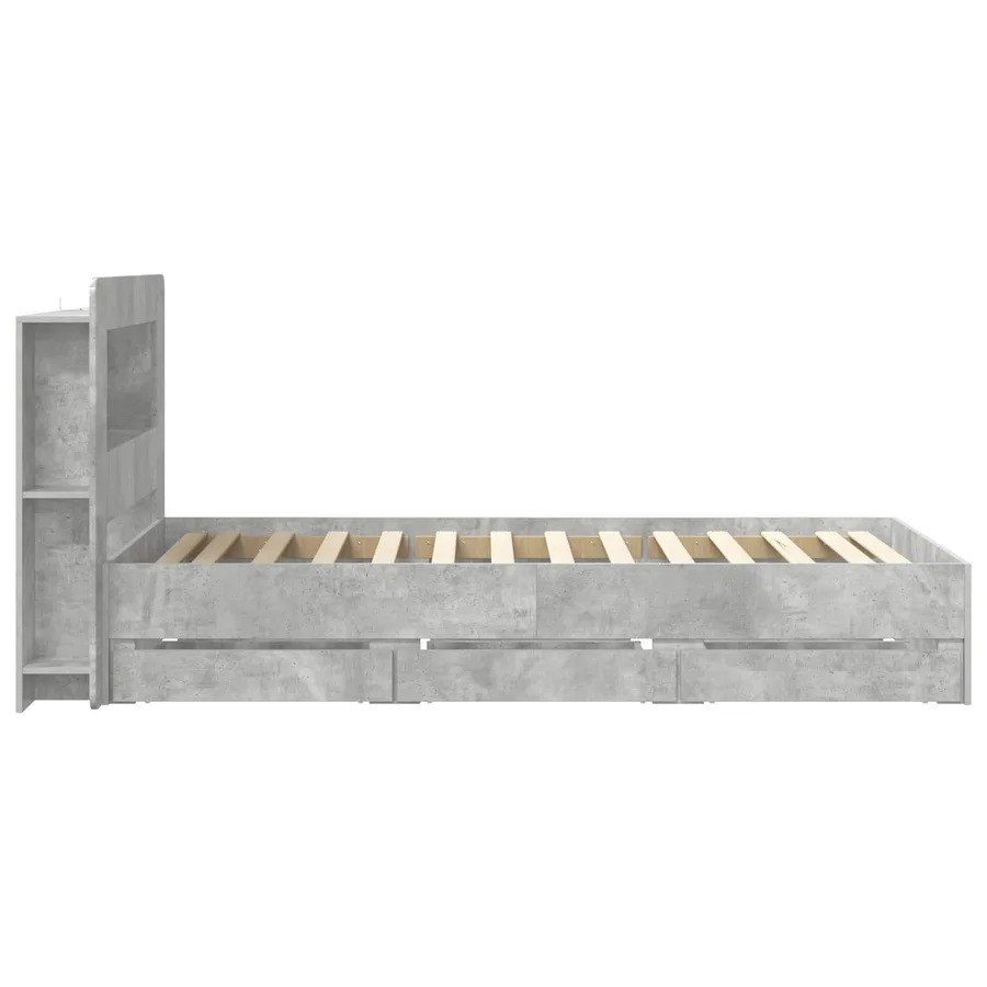 Cadre de lit avec rangement Gris béton 75 x 190 cm - 5