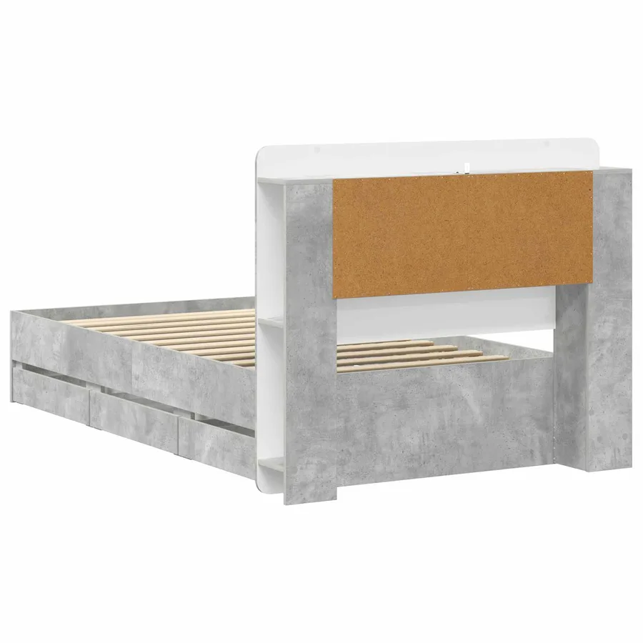 Cadre de lit avec rangement Gris béton 75 x 190 cm - 6