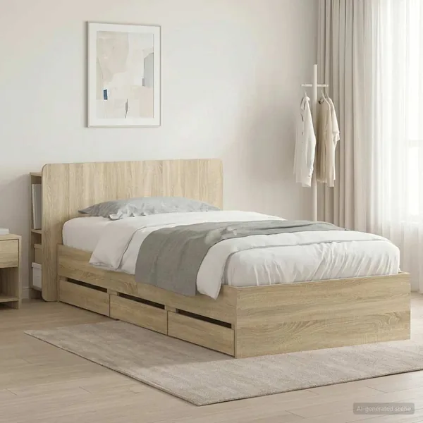 Cadre de lit avec rangement Chêne Sonoma 75 x 190 cm
