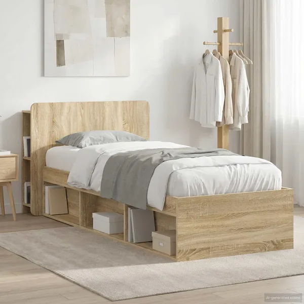 Cadre de lit avec rangement Chêne Sonoma 75 x 190 cm