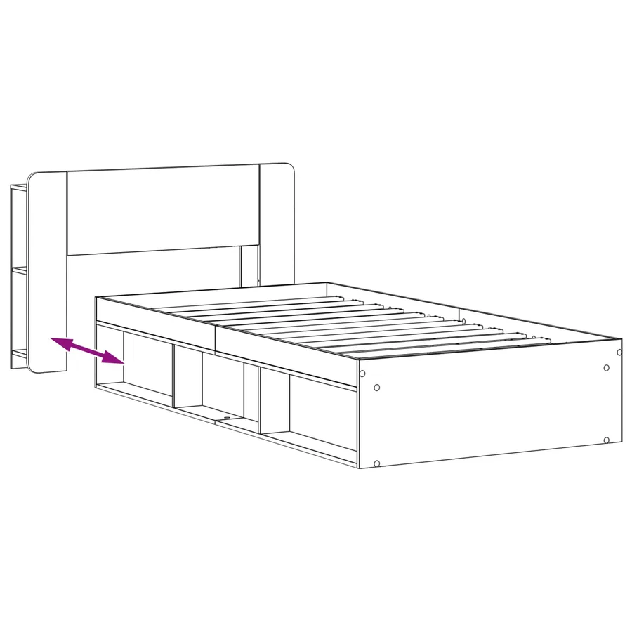 Cadre de lit avec rangement Chêne Sonoma 75 x 190 cm - 8