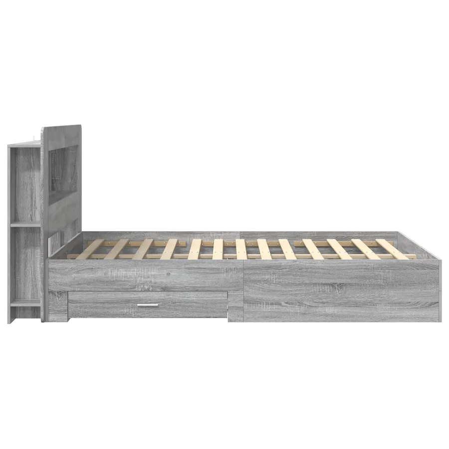 Cadre de lit avec rangement Sonoma gris 135 x 190 cm - 4
