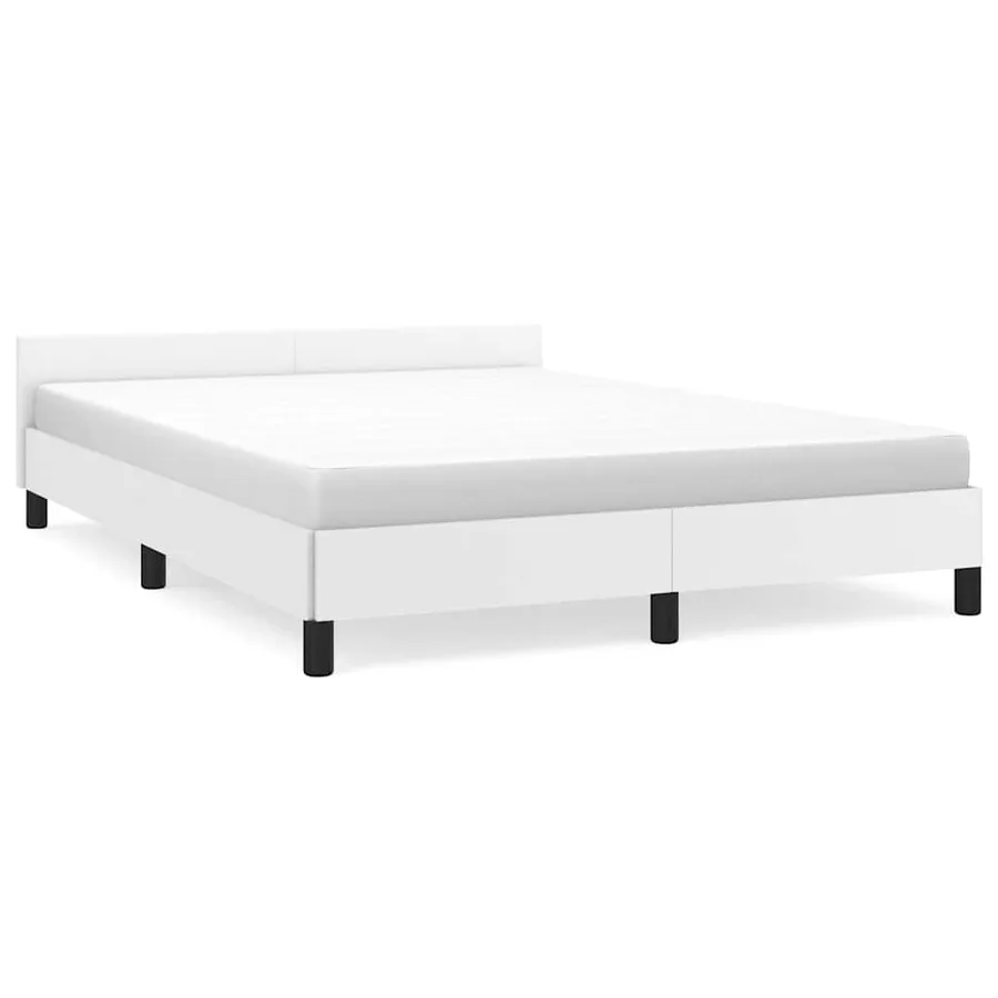 Cadre de lit avec tête de lit sans matelas blanc 140x190 cm - 2