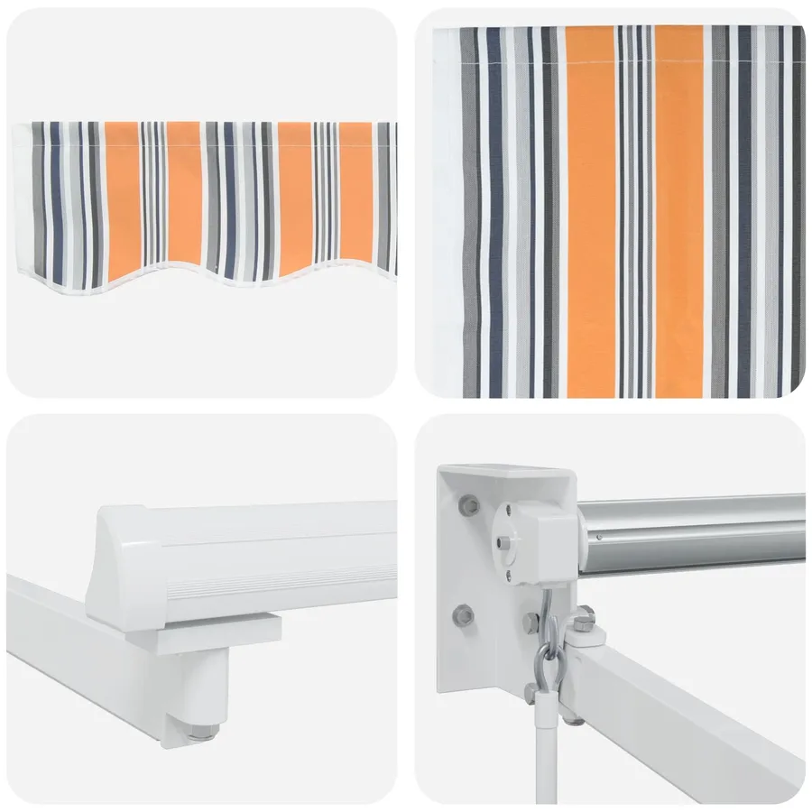 Store rétractable manuel avec LEDs Bleu, Orange, Blanc 5 x 3 m - 9