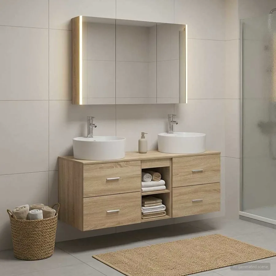 Ensemble de mobilier de salle de bain 4 pcs Chêne Sonoma - 4