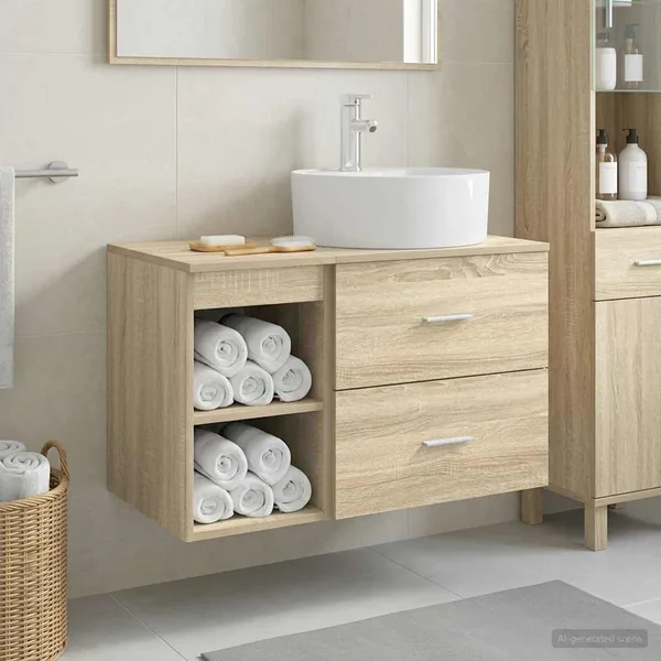 Ensemble de mobilier de salle de bain 2 pcs Chêne Sonoma