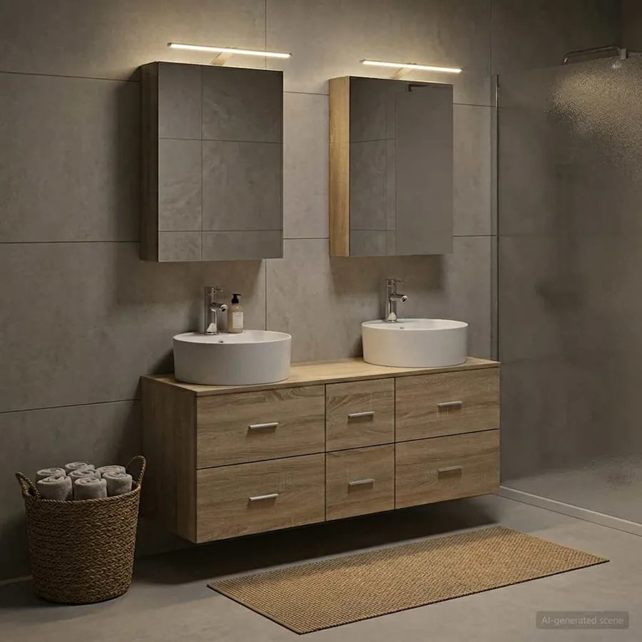 Ensemble de mobilier de salle de bain 5 pcs Chêne Sonoma