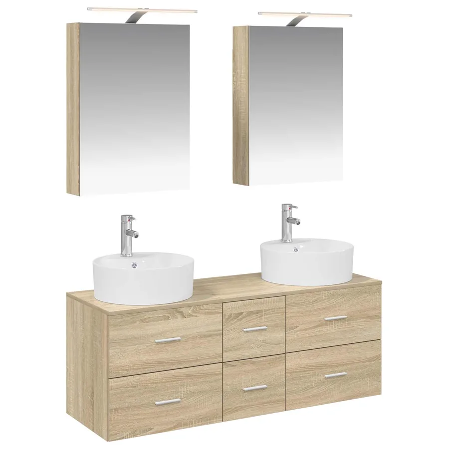 Ensemble de mobilier de salle de bain 5 pcs Chêne Sonoma - 2