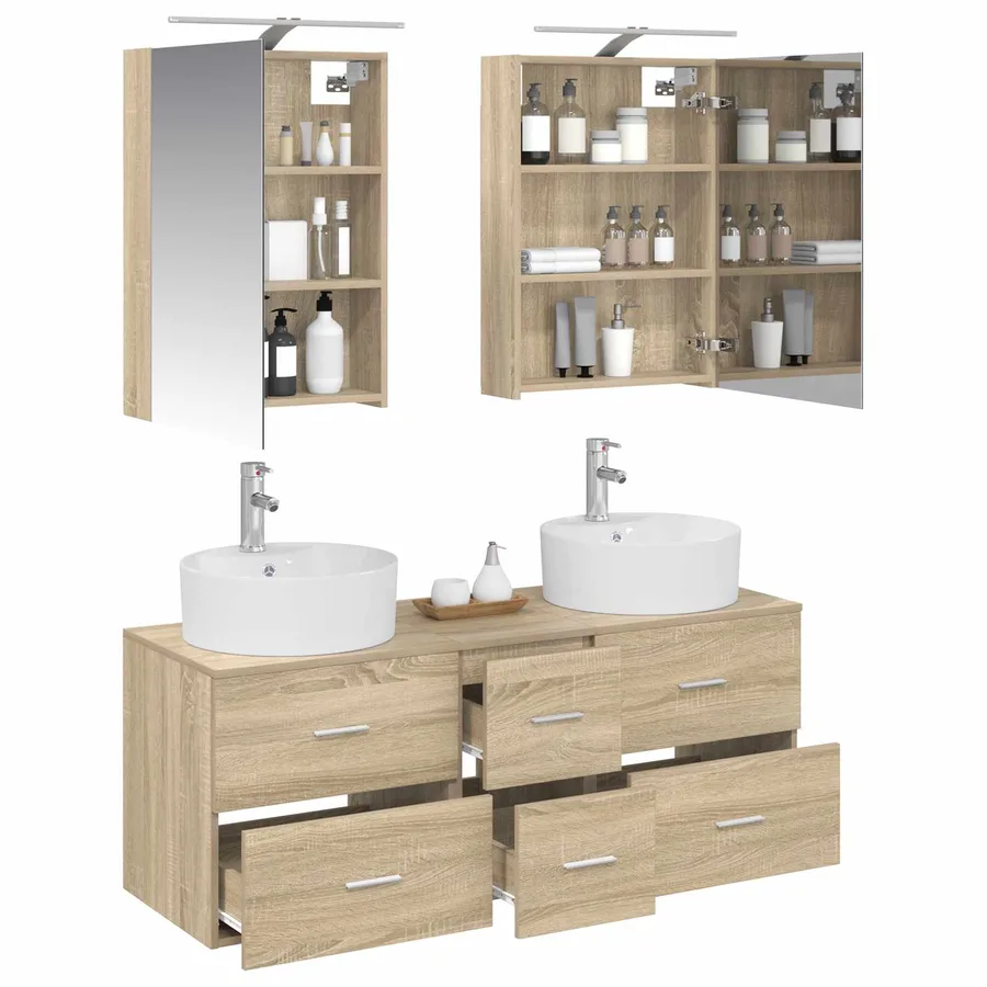 Ensemble de mobilier de salle de bain 5 pcs Chêne Sonoma - 3