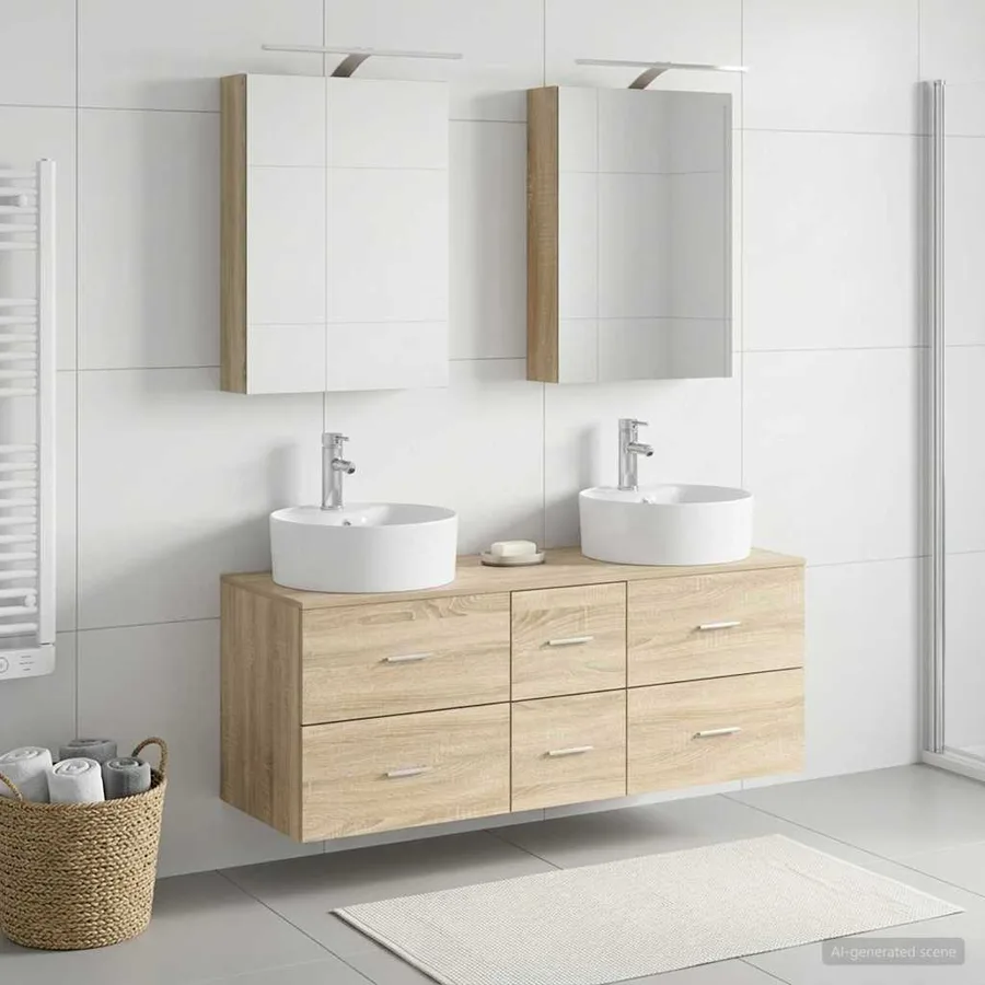 Ensemble de mobilier de salle de bain 5 pcs Chêne Sonoma - 4