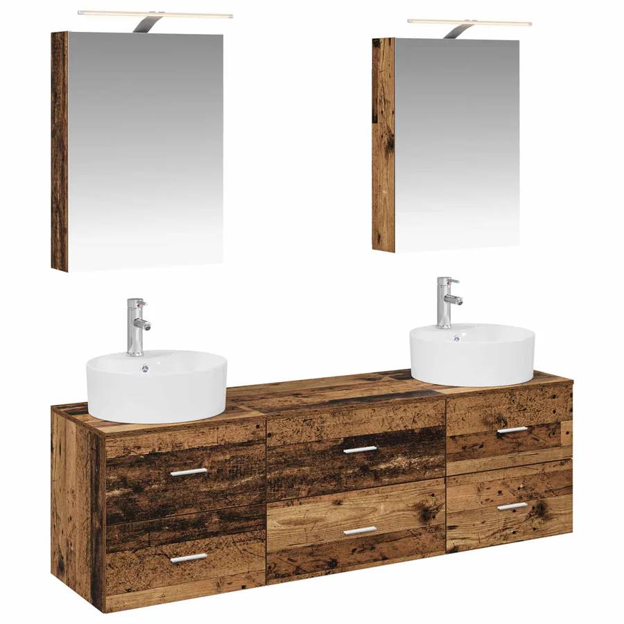 Ensemble de mobilier de salle de bain 5 pcs Bois ancien - 2