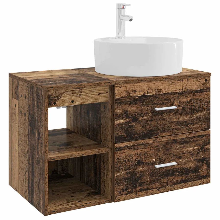 Ensemble de mobilier de salle de bain 2 pcs Bois ancien - 2
