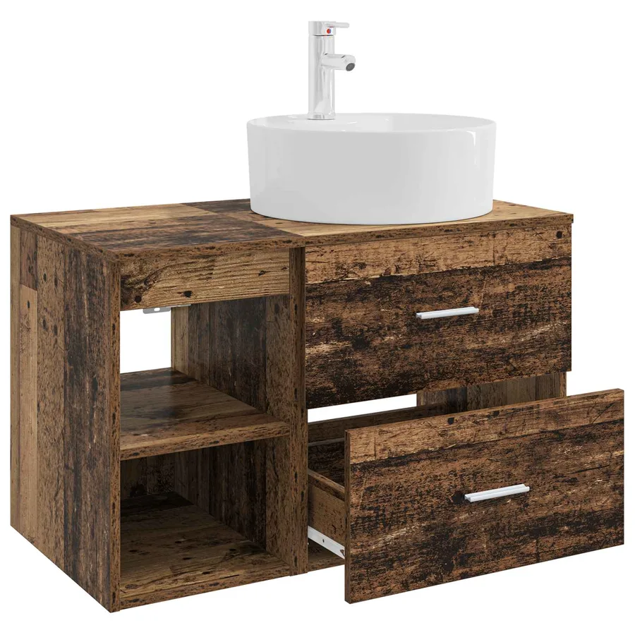 Ensemble de mobilier de salle de bain 2 pcs Bois ancien - 4