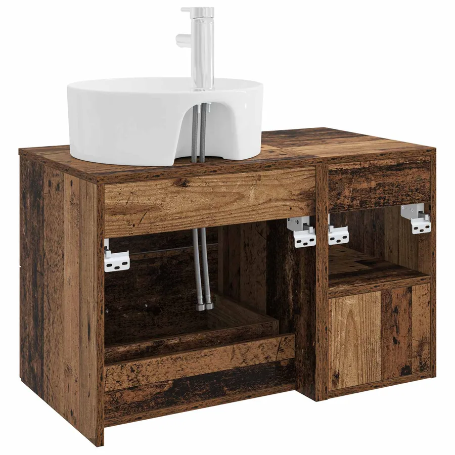 Ensemble de mobilier de salle de bain 2 pcs Bois ancien - 6
