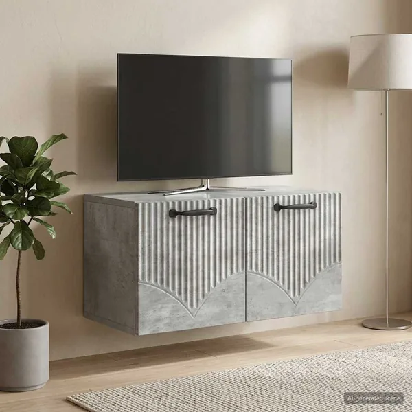 Meuble TV mural Gris béton 59,5 x 31 x 30 cm Bois d'ingénierie