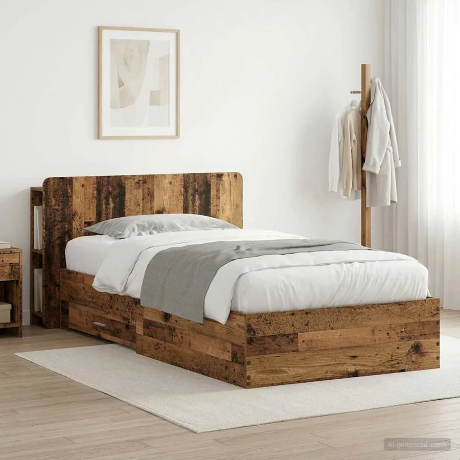 Cadre de lit avec rangement Bois ancien 80 x 200 cm