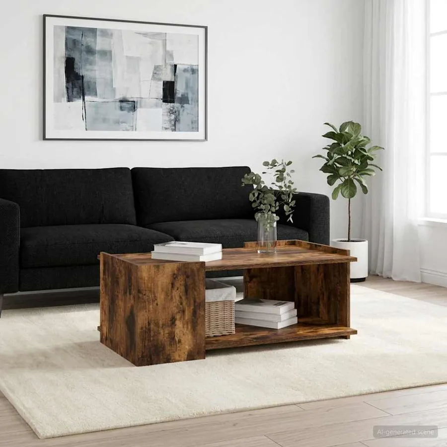 Table basse Chêne fumé 90 x 50 x 33 cm Bois d'ingénierie