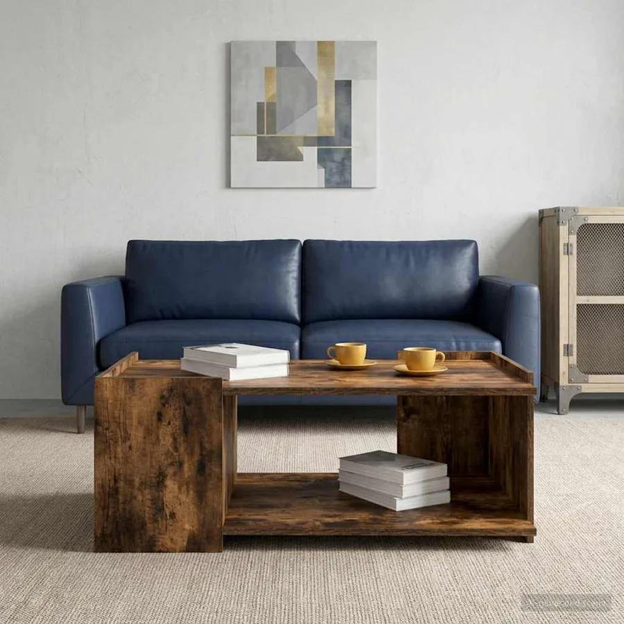 Table basse Chêne fumé 90 x 50 x 33 cm Bois d'ingénierie - 4