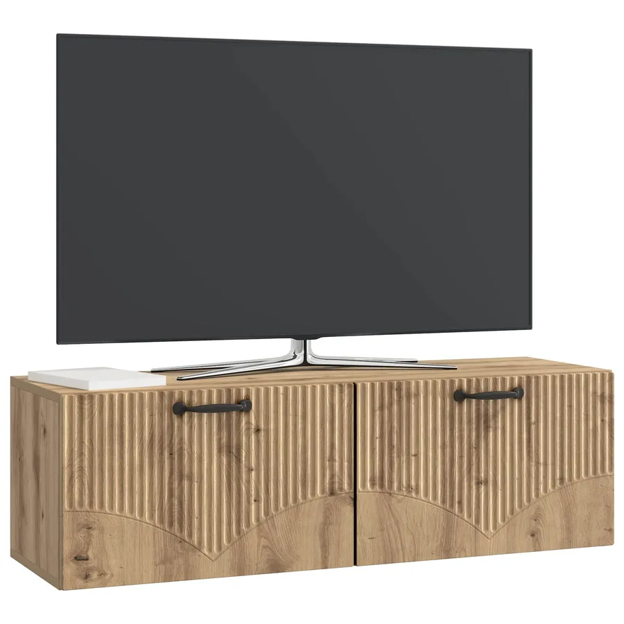 Meuble TV mural 98 x 31 x 30 cm Chêne artisanal - 3