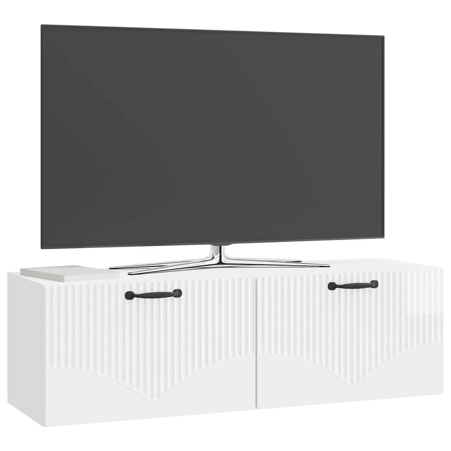Meuble TV mural Montage mural Blanc brillant 98 x 31 x 30 cm - 3