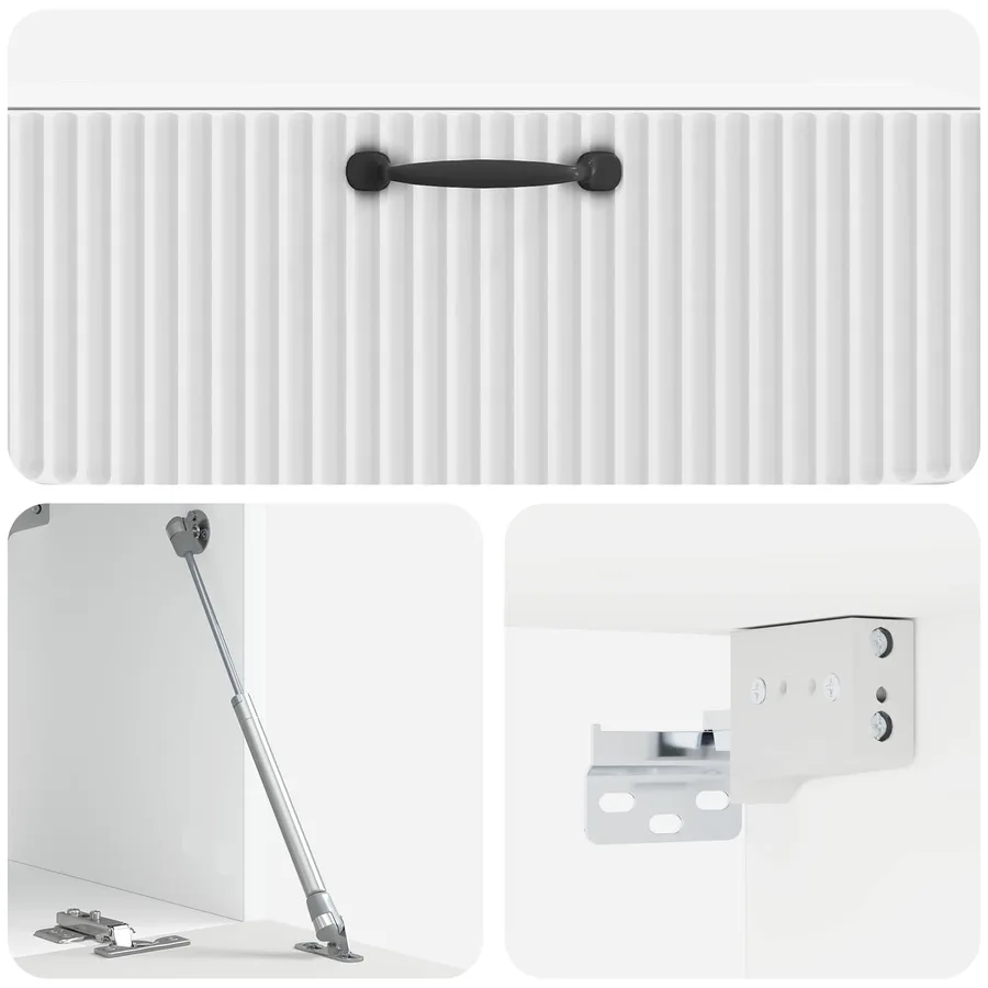Meuble TV mural Montage mural Blanc brillant 98 x 31 x 30 cm - 9