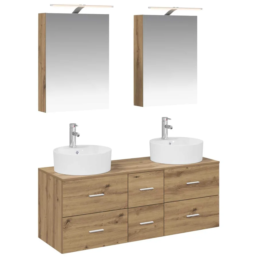 Ensemble de mobilier de salle de bain 5 pc Chêne artisanal - 2