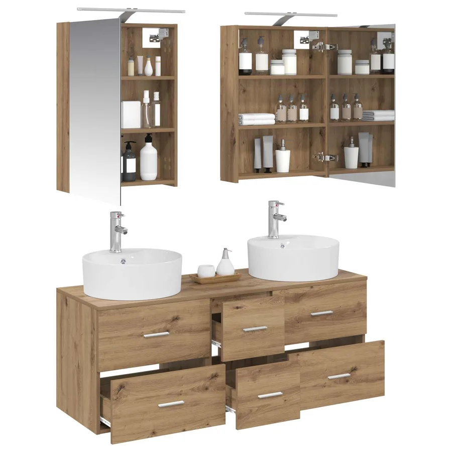 Ensemble de mobilier de salle de bain 5 pc Chêne artisanal - 3