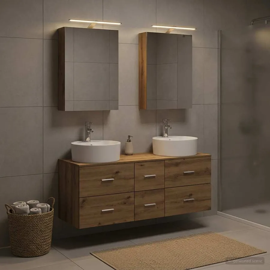 Ensemble de mobilier de salle de bain 5 pc Chêne artisanal - 4