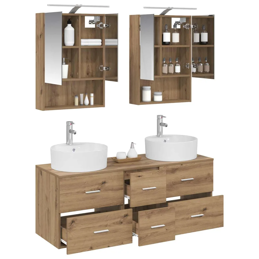 Ensemble de mobilier de salle de bain 5 pc Chêne artisanal - 3
