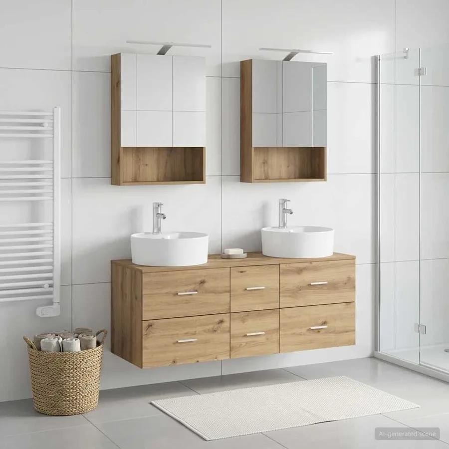 Ensemble de mobilier de salle de bain 5 pc Chêne artisanal - 4