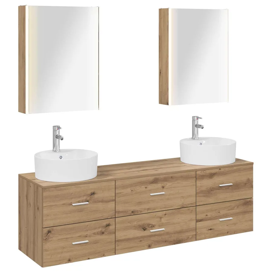 Ensemble de mobilier de salle de bain 5 pc Chêne artisanal - 2