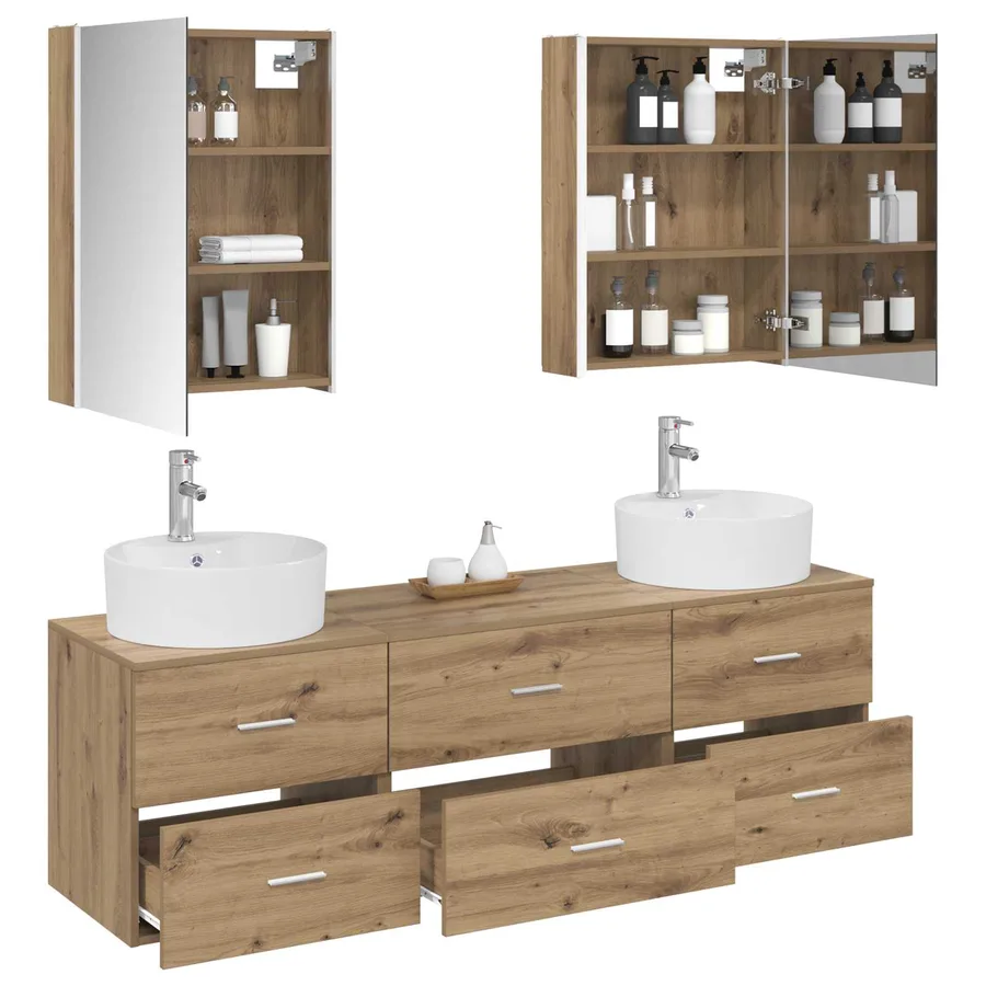 Ensemble de mobilier de salle de bain 5 pc Chêne artisanal - 3