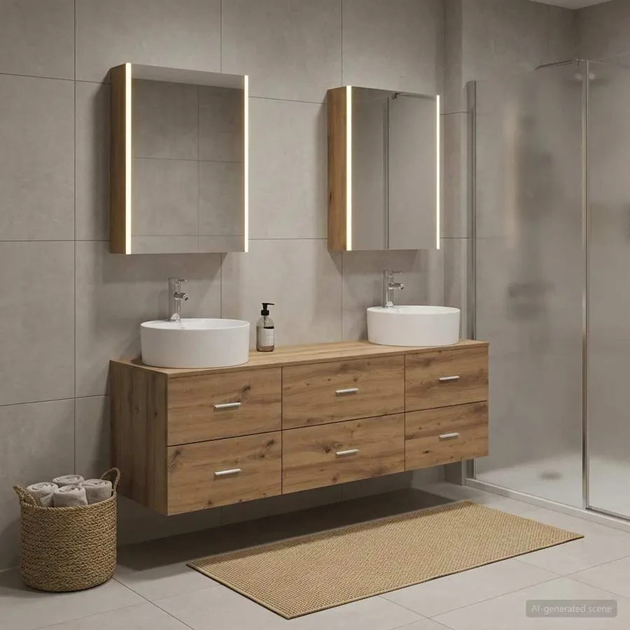 Ensemble de mobilier de salle de bain 5 pc Chêne artisanal - 4