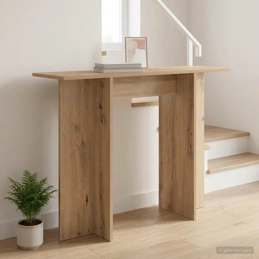 Table console Chêne artisanal 100 x 30 x 75 cm - 4