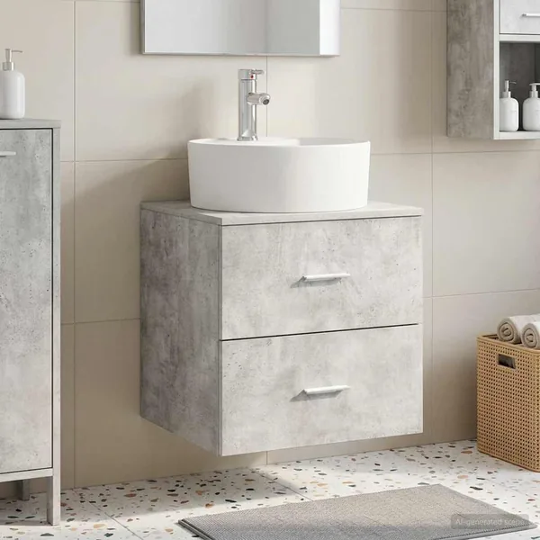 Vanité de lavabo mural Gris béton 49,5 x 44,5 x 65 cm