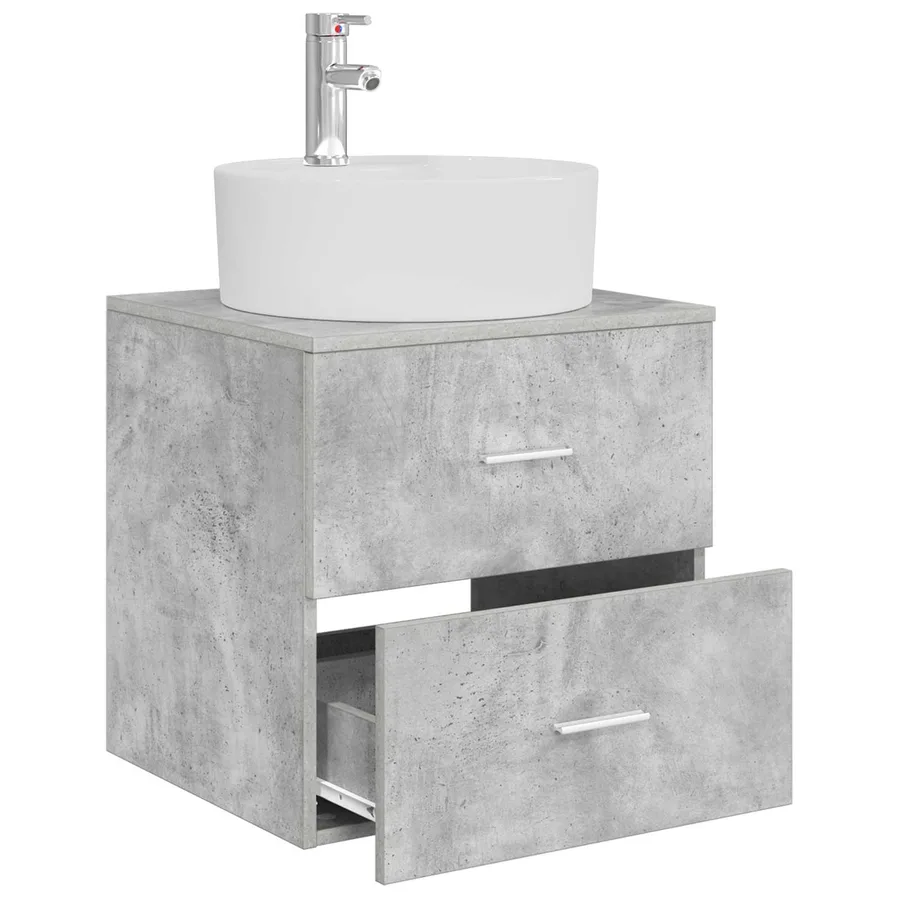 Vanité de lavabo mural Gris béton 49,5 x 44,5 x 65 cm - 3