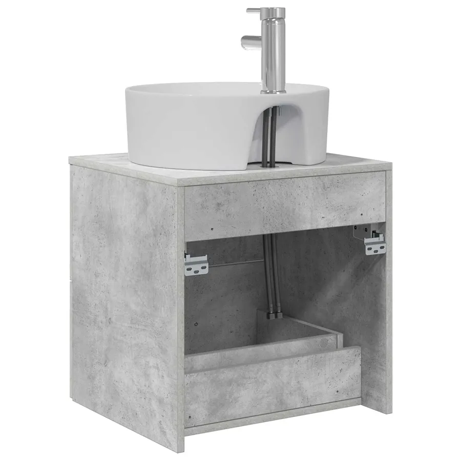 Vanité de lavabo mural Gris béton 49,5 x 44,5 x 65 cm - 5