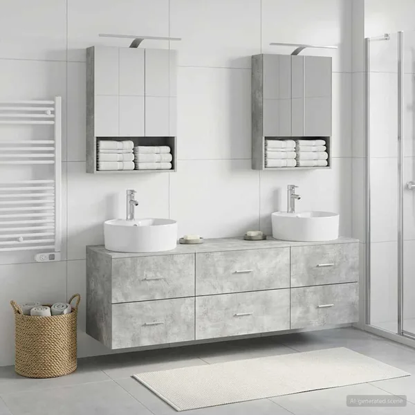 Ensemble de mobilier de salle de bain 5 pcs Gris béton