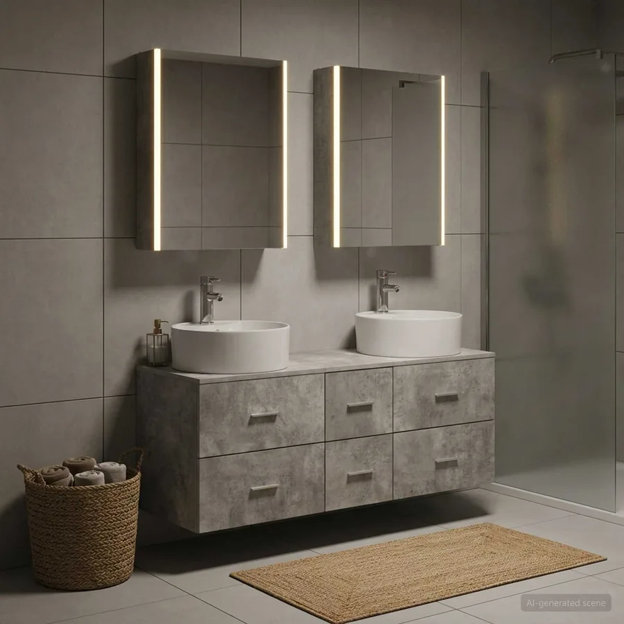 Ensemble de mobilier de salle de bain 5 pcs Gris béton