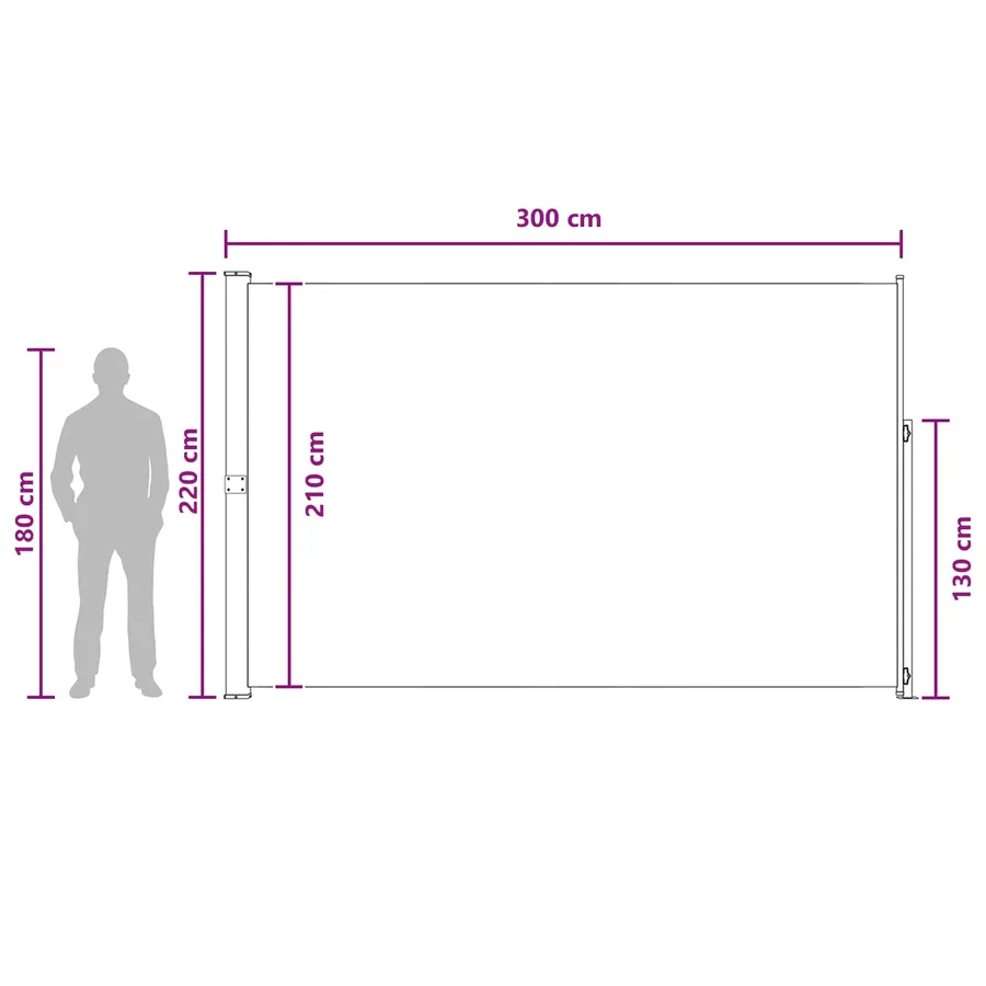 Store latéral rétractable 220 x 300 cm Polyester Rectangulaire - 7