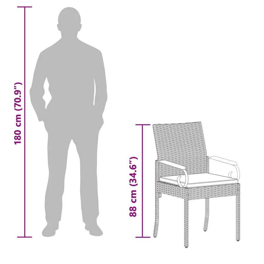 Chaises de jardin avec coussin 2 pcs Noir et blanc crème - 16