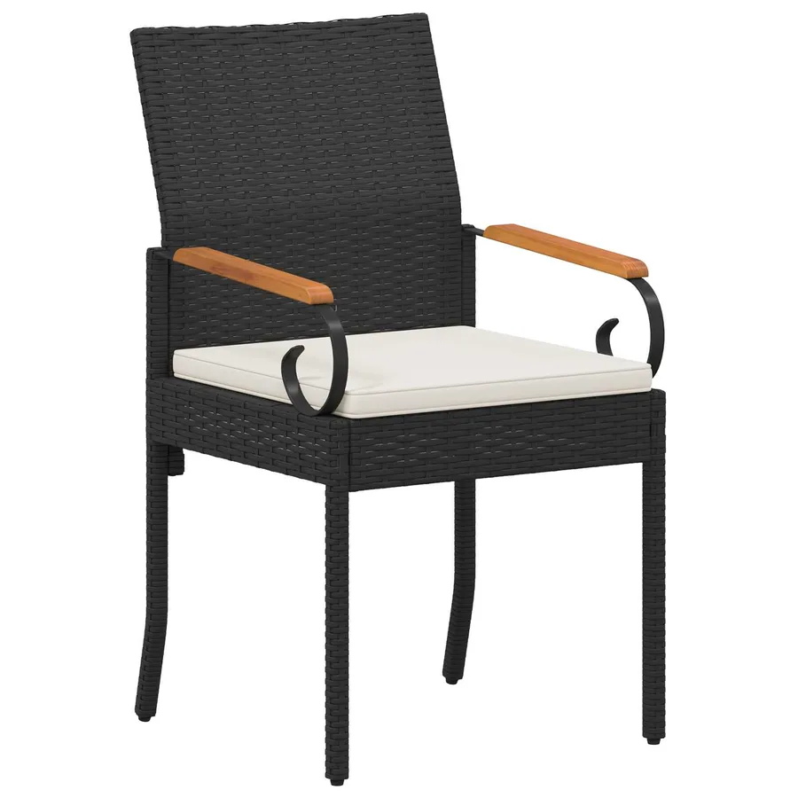 Chaises de jardin avec coussin 2 pcs Noir et blanc crème - 4
