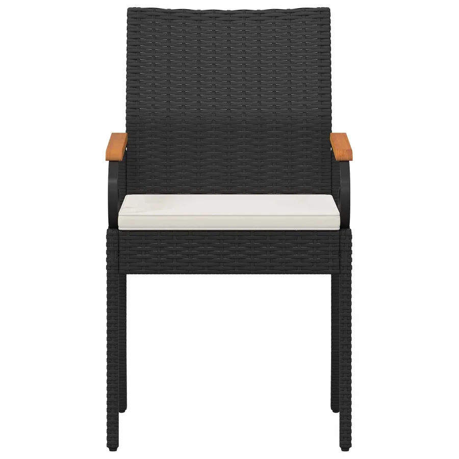Chaises de jardin avec coussin 2 pcs Noir et blanc crème - 6