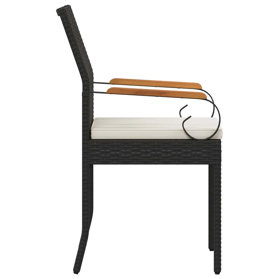 Chaises de jardin avec coussin 2 pcs Noir et blanc crème - 7
