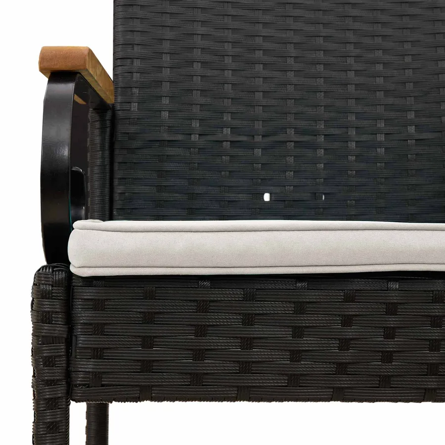 Chaises de jardin avec coussin 2 pcs Noir et blanc crème - 8