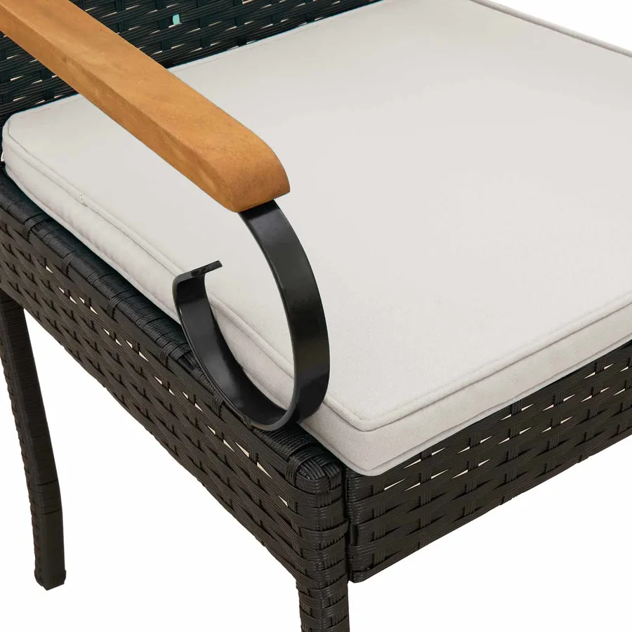 Chaises de jardin avec coussin 2 pcs Noir et blanc crème - 9