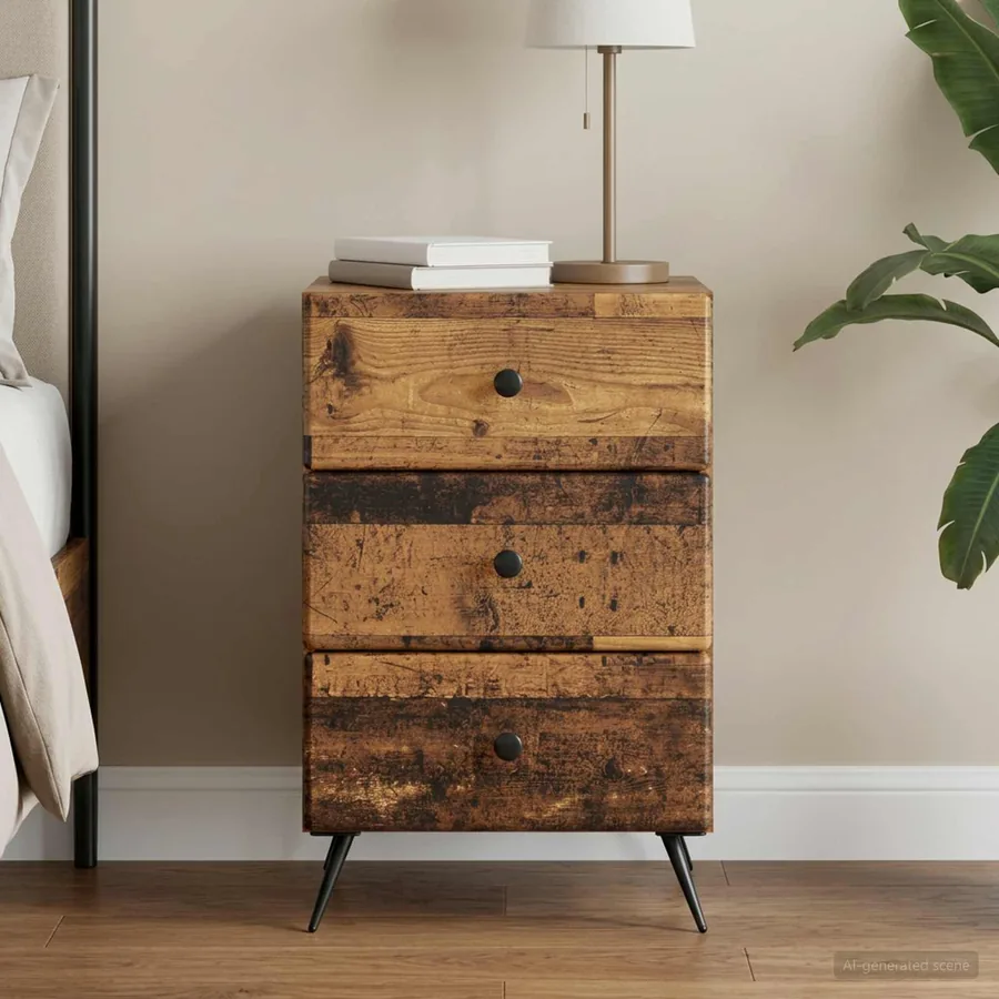 Cabinet de chevet avec tiroir Bois ancien 43 x 41 x 66,5 cm